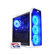 LC-Power Case LC-988W-ONBlue Typhoon, Midi-ATX Case,Bijeli, HD Audio, 4x120mm plavi fen
