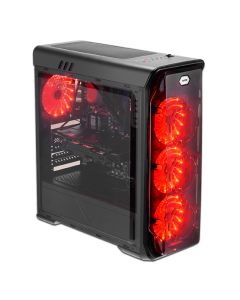 LC-Power Case LC-988B-ONRed Typhoon, Midi-ATX Case,Black, HD Audio, 4x120mm red fan