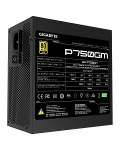Gigabyte PSU 750W Gold Modular80+ GOLD;Fully Modular;8xSATA,3x4Pin,1xFloppy, 4xPCIe 6+2 Pin