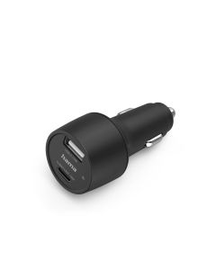 Punjač za auto HAMA, 30W, USB-C+USB-A, crni