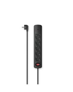 Produžni prenaponski kabal HAMA 5 utičnica 1.5m, prenaponski, sa prekidačem, crni